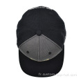 Caps Snapback noirs personnalisés à 5 panneaux